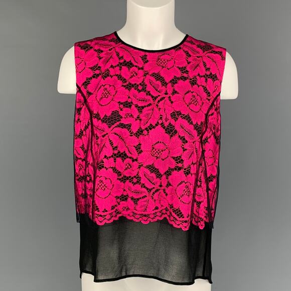 SANDRO Size M Black Pink Polyamide Mixed Fabrics Sleeveless Dress Top - Picture 1 of 5
